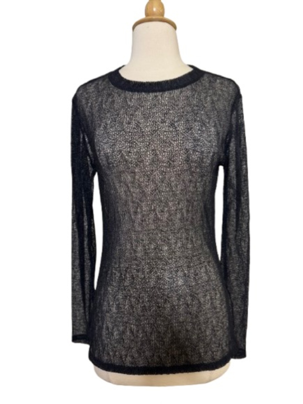 BCBGMaxAzria Black Sheer Knit Top